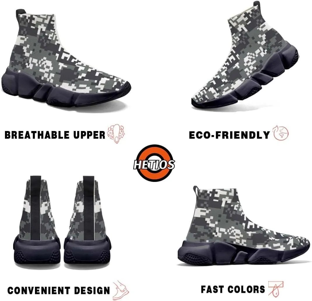 Hetios Men's Camouflage Shoes - Lightweight Breathable Walking Shoes Sock Shoes Workout Casual Running Shoes