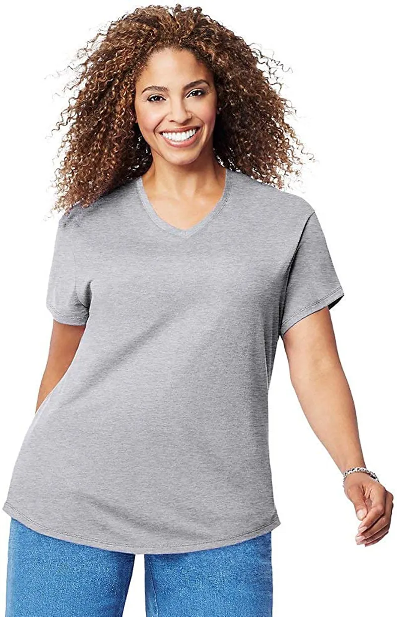 Just My Size Women's Plus-Size Short-Sleeve V-Neck T-Shirt
