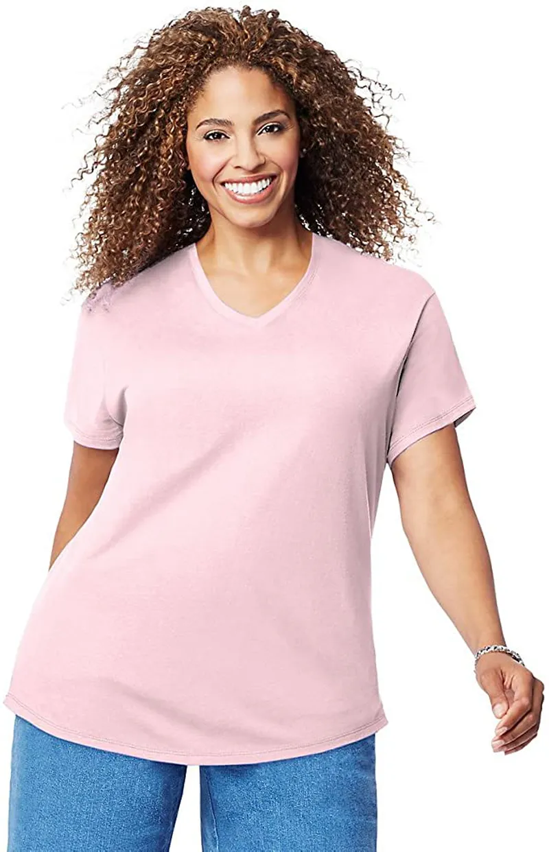 Just My Size Women's Plus-Size Short-Sleeve V-Neck T-Shirt