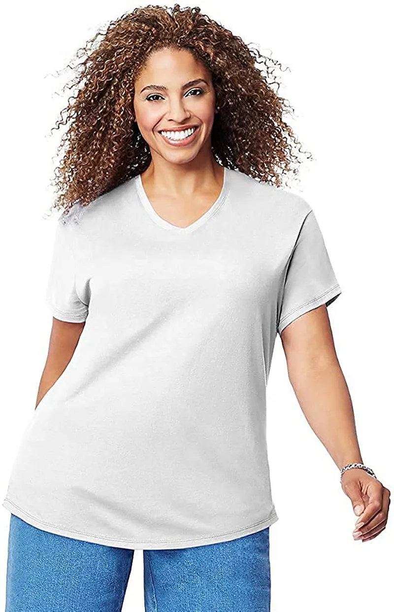 Just My Size Women's Plus-Size Short-Sleeve V-Neck T-Shirt