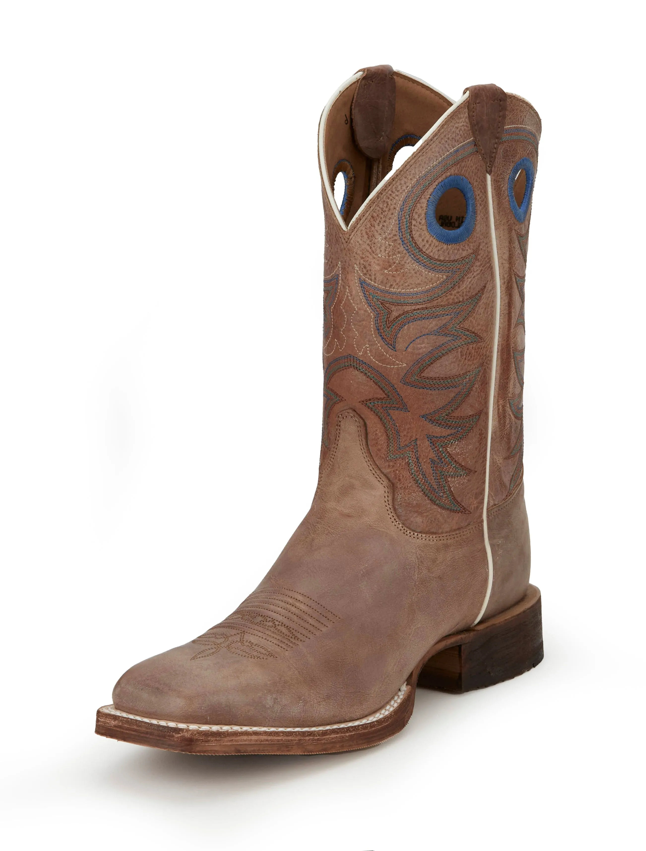 Justin Men's Bent Rail Caddo Tan Square Toe Western Boots BR744