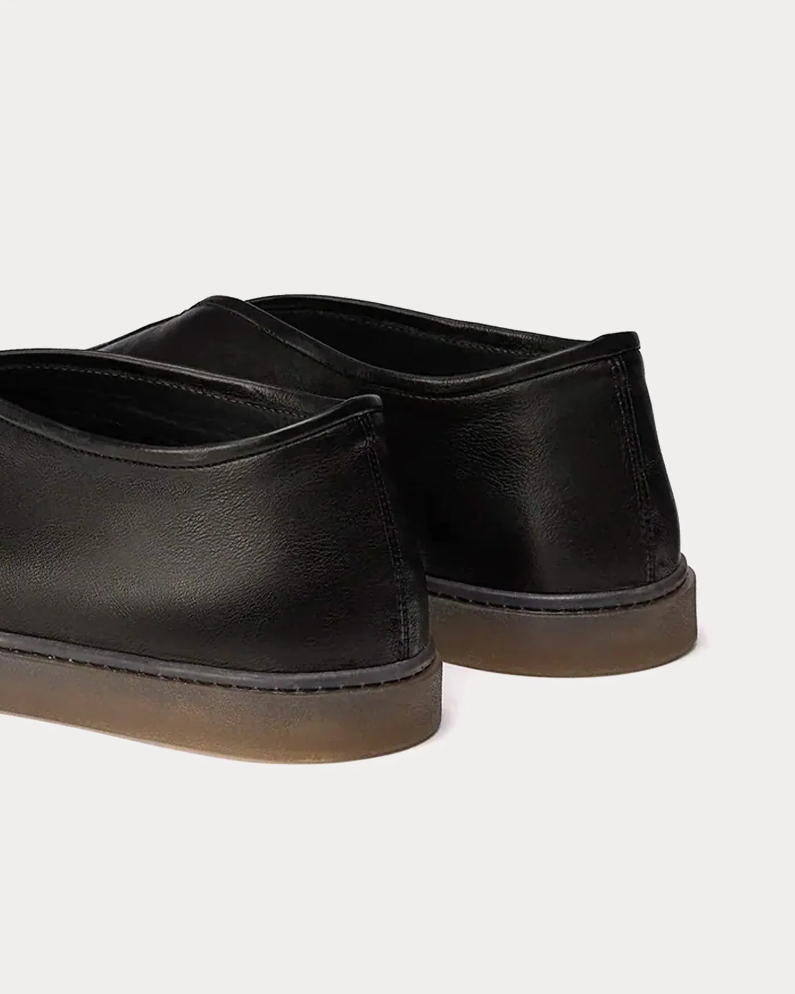 Linoleum Piped Shiny Leather Black Slip On Sneakers