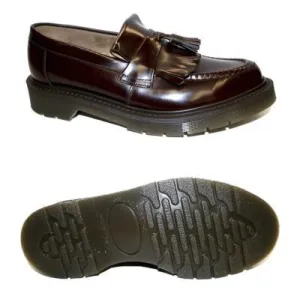 LOAKE - "BRIGHTON" FRINGE AND TASSLE OXBLOOD LOAFER WITH HEAT WELTED SOLE