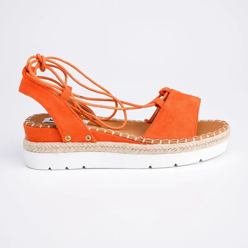 Madison Calli Ankle Wrap Wedge Sandal - Orange