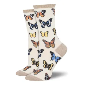 Majestic Butterfly Ladies Socks - Ivory