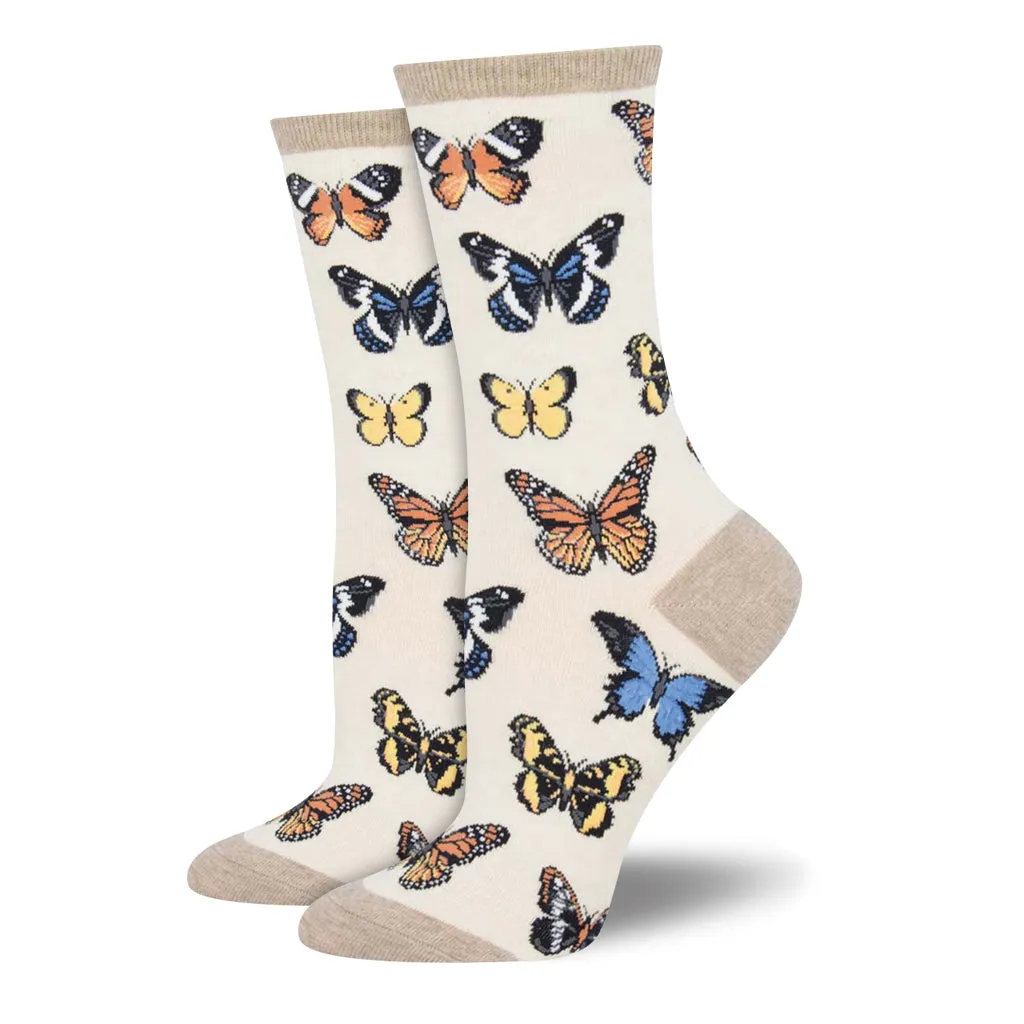 Majestic Butterfly Ladies Socks - Ivory