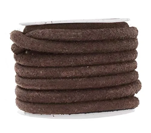 Mandala Crafts Round Suede Cord for Jewelry Making, Genuine Cowhide Leather Rope for Beading, Braiding, DIY Crafting