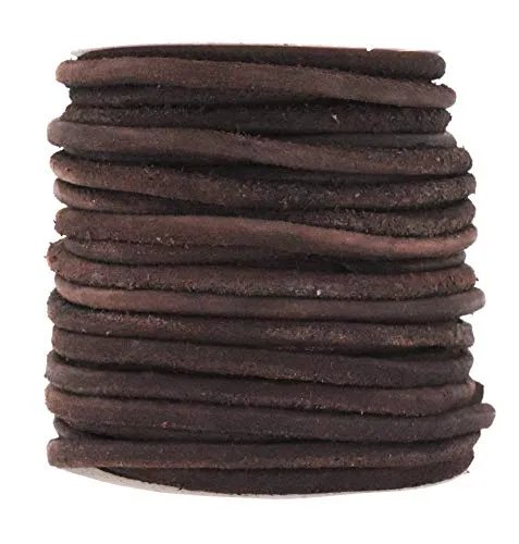 Mandala Crafts Round Suede Cord for Jewelry Making, Genuine Cowhide Leather Rope for Beading, Braiding, DIY Crafting