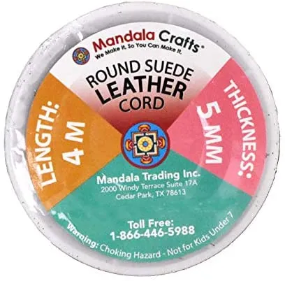 Mandala Crafts Round Suede Cord for Jewelry Making, Genuine Cowhide Leather Rope for Beading, Braiding, DIY Crafting