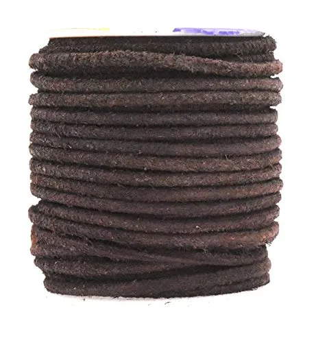 Mandala Crafts Round Suede Cord for Jewelry Making, Genuine Cowhide Leather Rope for Beading, Braiding, DIY Crafting
