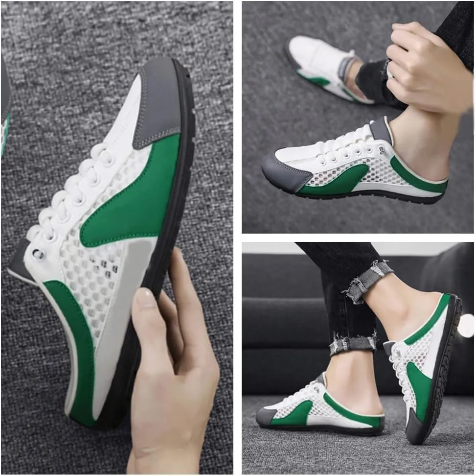 Men's Backless Slip-On Sneakers, Lightweight Breathable Summer Shoes, Non-Slip Sports Sandals with, Outdoor Walking & Casual Comfort Footwear