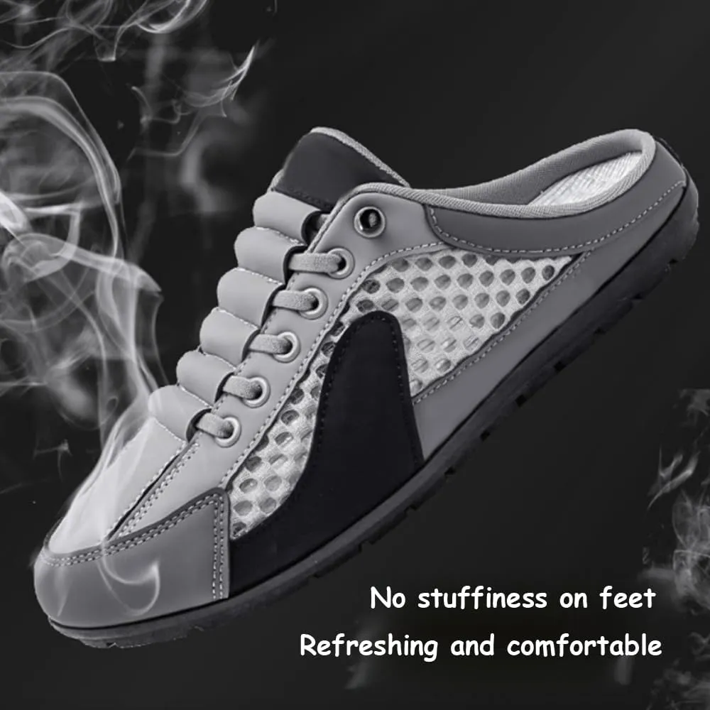 Men's Backless Slip-On Sneakers, Lightweight Breathable Summer Shoes, Non-Slip Sports Sandals with, Outdoor Walking & Casual Comfort Footwear