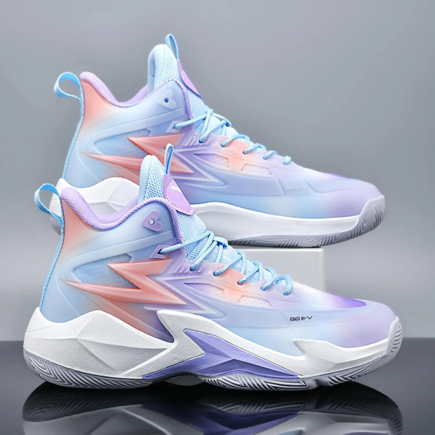 Men's Breathable Mesh Lace Up Basketball Shoes Fashion High-Top Non-Slip Sneakers Casual Gym Sports Tennis Jogging Running Walking Shoes