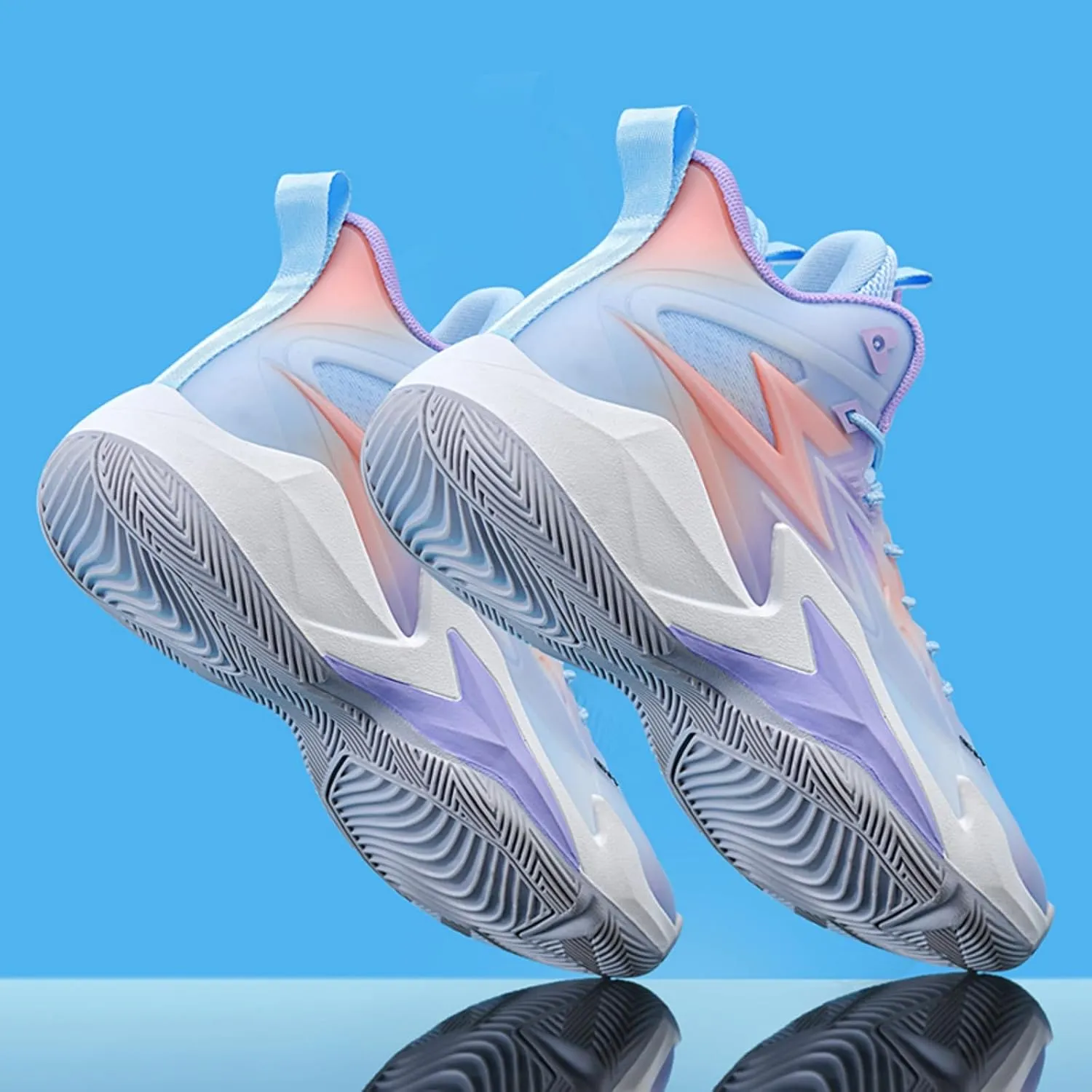 Men's Breathable Mesh Lace Up Basketball Shoes Fashion High-Top Non-Slip Sneakers Casual Gym Sports Tennis Jogging Running Walking Shoes