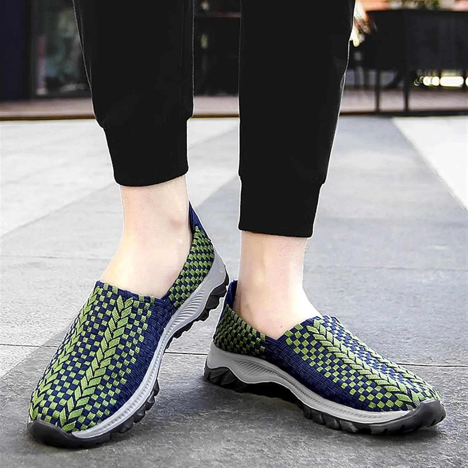 Men's Elastic Stretch Athletic Non Slip Fashion Sneakers Lightweight Breathable Walking Shoes Mesh Workout Casual Running Shoes
