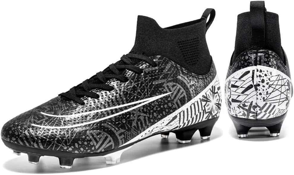 Men's High-Top Cleats Soccer for Football Training - Lightweight Turf Shoes for School - Futsal Shoes for Soccer Game