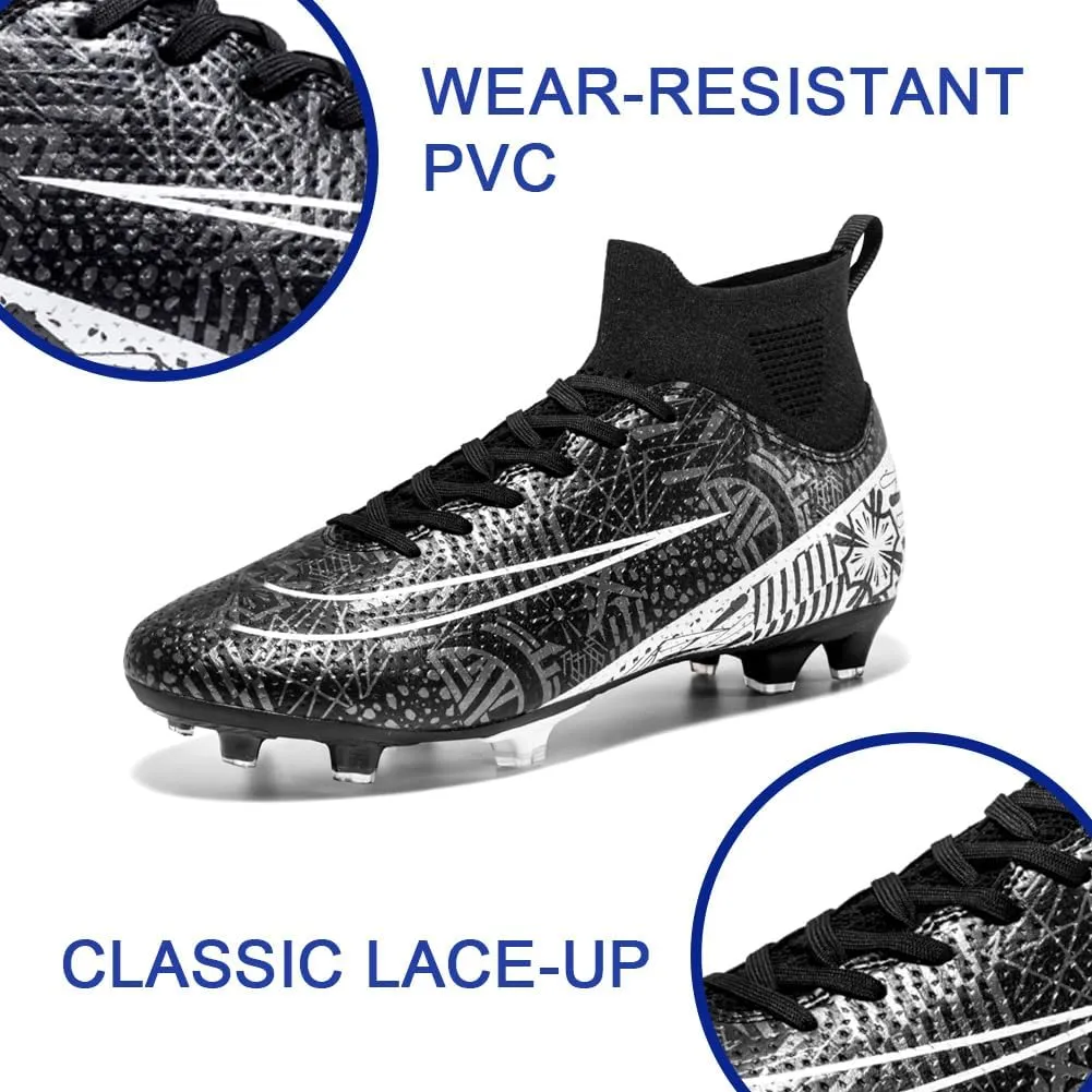 Men's High-Top Cleats Soccer for Football Training - Lightweight Turf Shoes for School - Futsal Shoes for Soccer Game