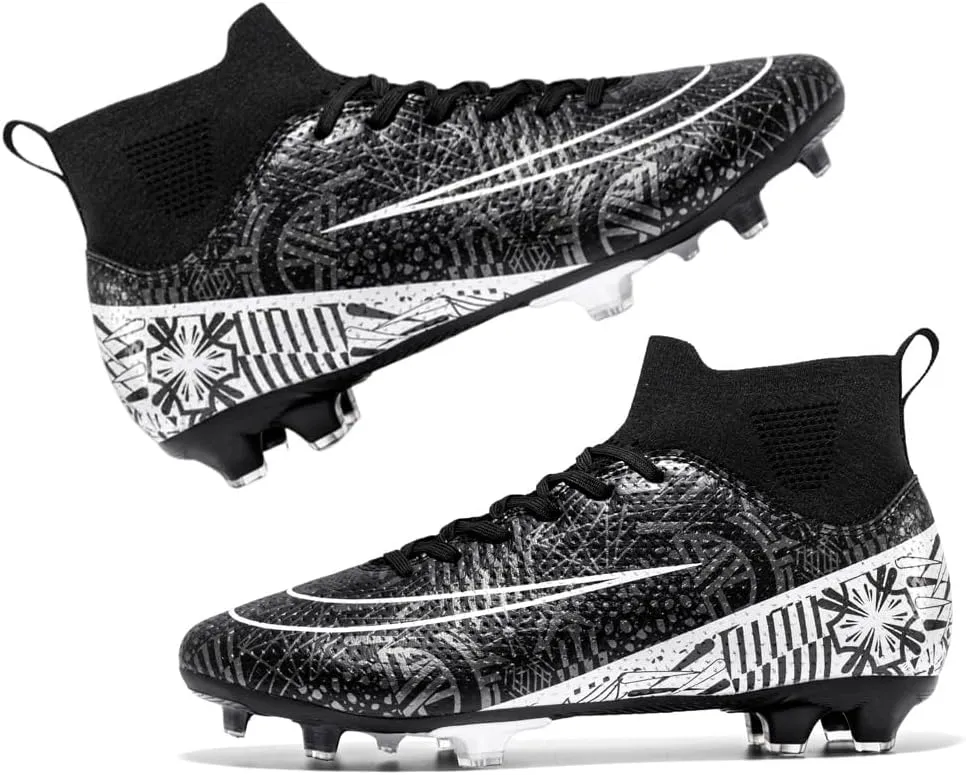 Men's High-Top Cleats Soccer for Football Training - Lightweight Turf Shoes for School - Futsal Shoes for Soccer Game