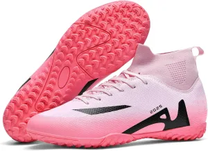 Men's Soccer Shoes High-Tops Lace-Up Non-Slip Spikes Indoor Football Futsal TF Turf Cleats