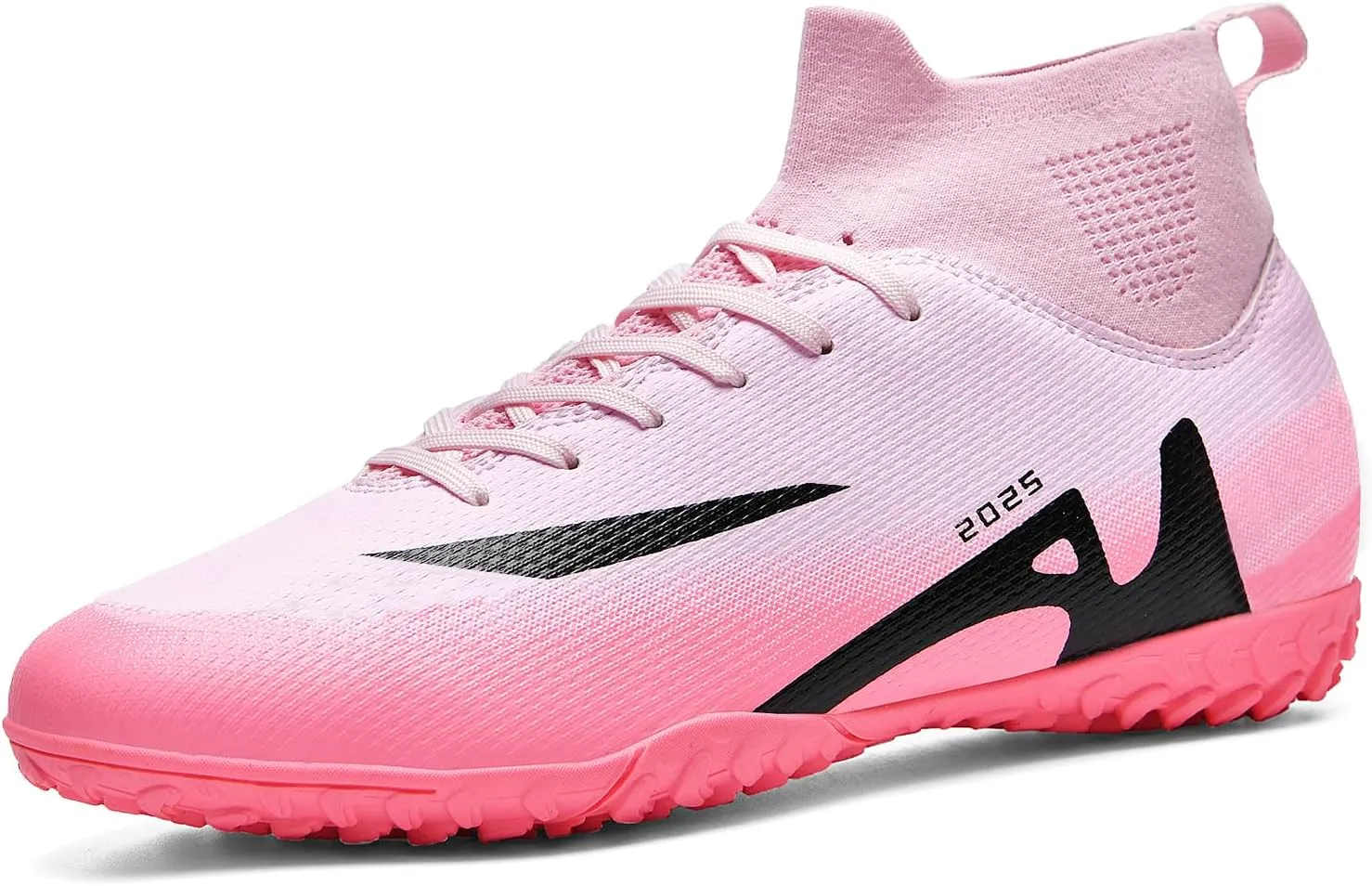 Men's Soccer Shoes High-Tops Lace-Up Non-Slip Spikes Indoor Football Futsal TF Turf Cleats