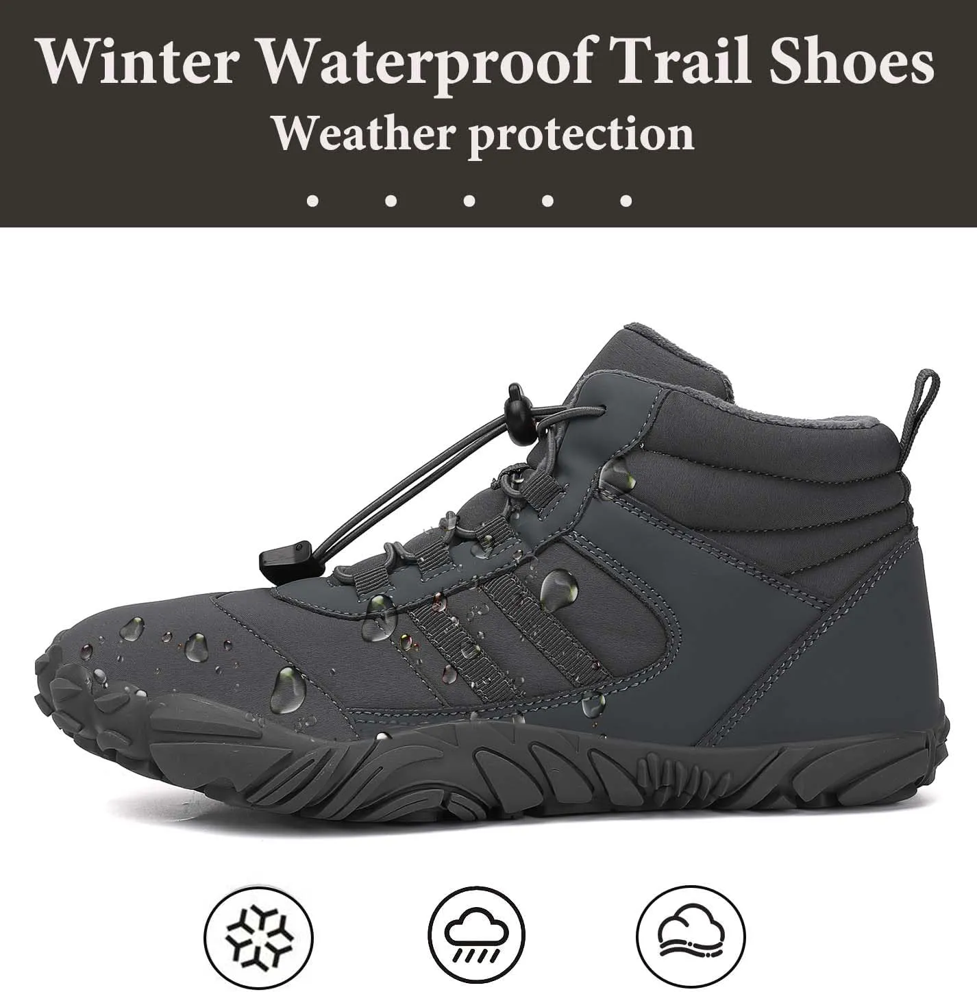 Mnplciea Barefoot Shoe Men Women Minimalist Trail Running Barefoot Sneakers Waterproof Hi-top Hiking Boots Wide Toe Box Cross Training Shoes Zero Drop Sole