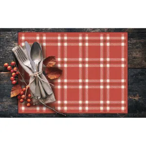 Noelle Placemat | Red - Premium Vinyl Mat)