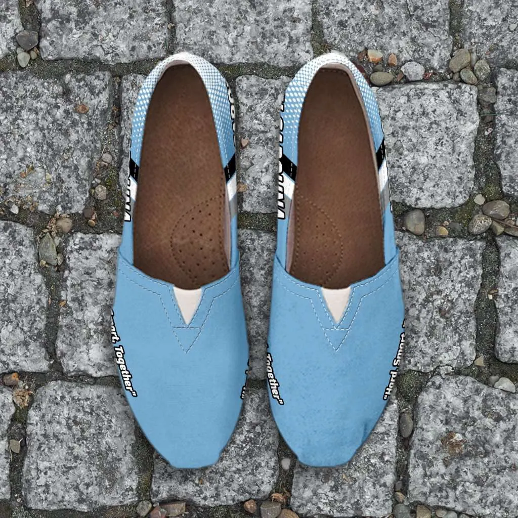 North Carolina Hard Smart Together Tar Heels Basketball Fan Casual Canvas Slip on Shoes Women's Flats