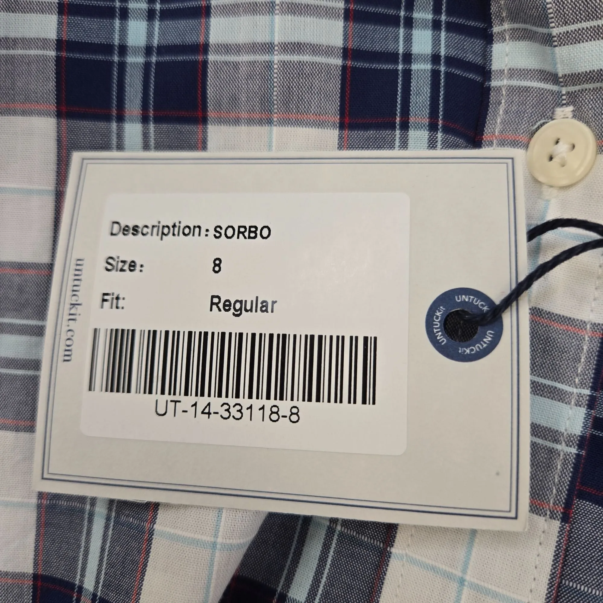 NWT UNTUCKit Sorbo Plaid Long Sleeve Button Down Shirt Size 8