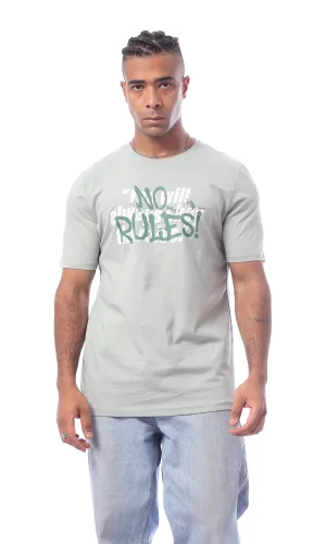 O163349 Mint Green "No Rules" Printed Slip On Tee