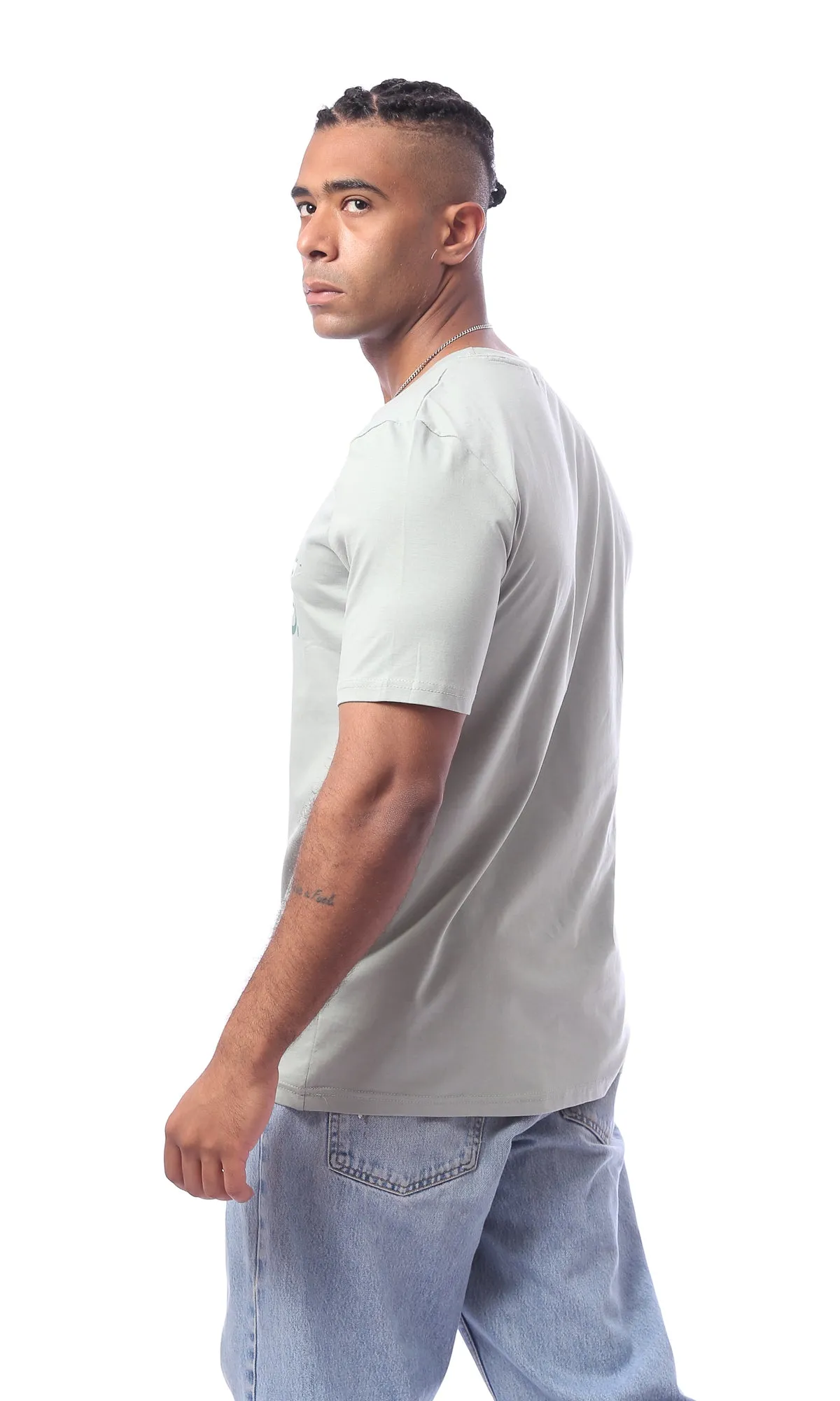 O163349 Mint Green "No Rules" Printed Slip On Tee
