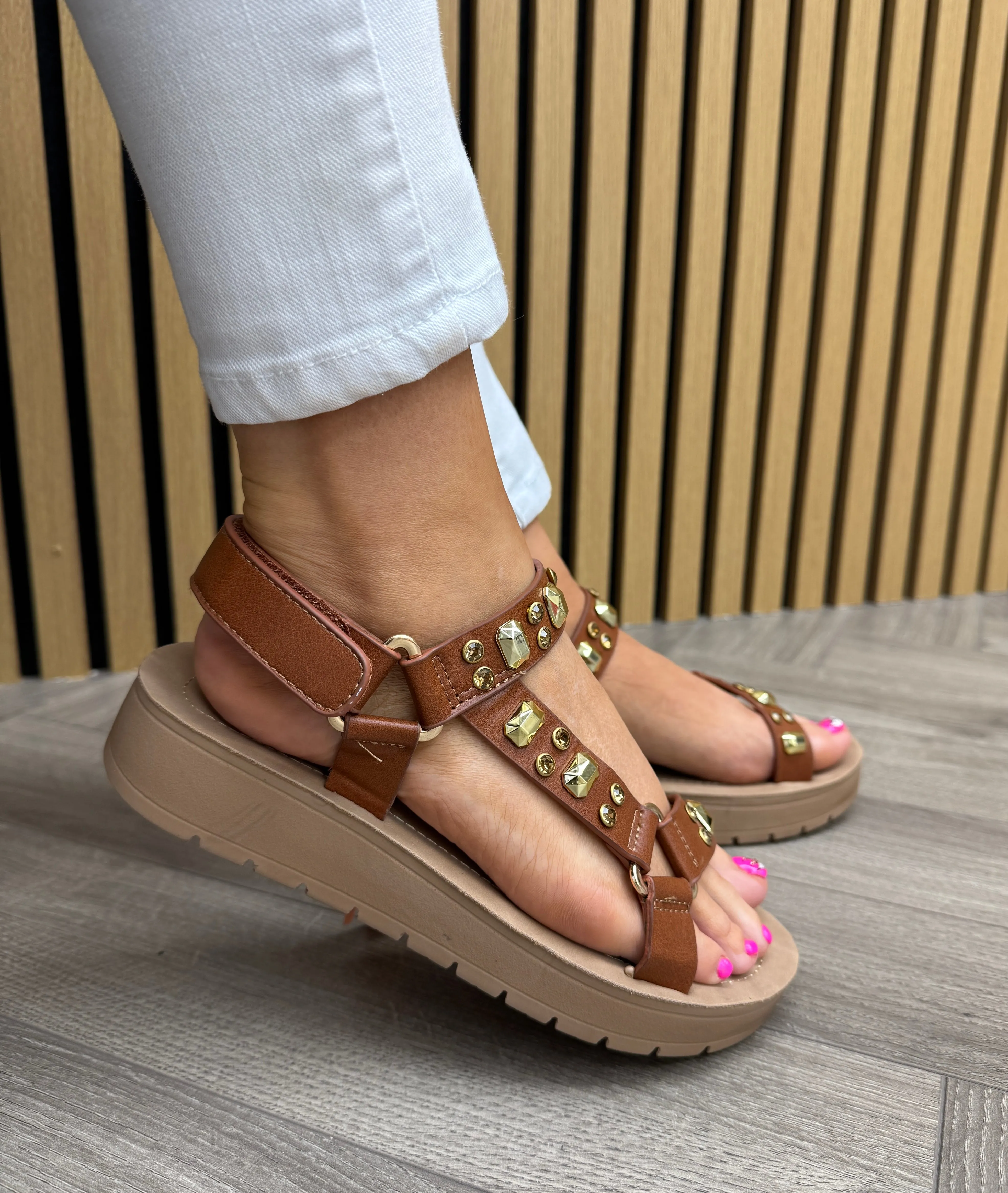 OMG Comfort ‘Pletena’ Studded Sandal - Driftwood (OMG1)