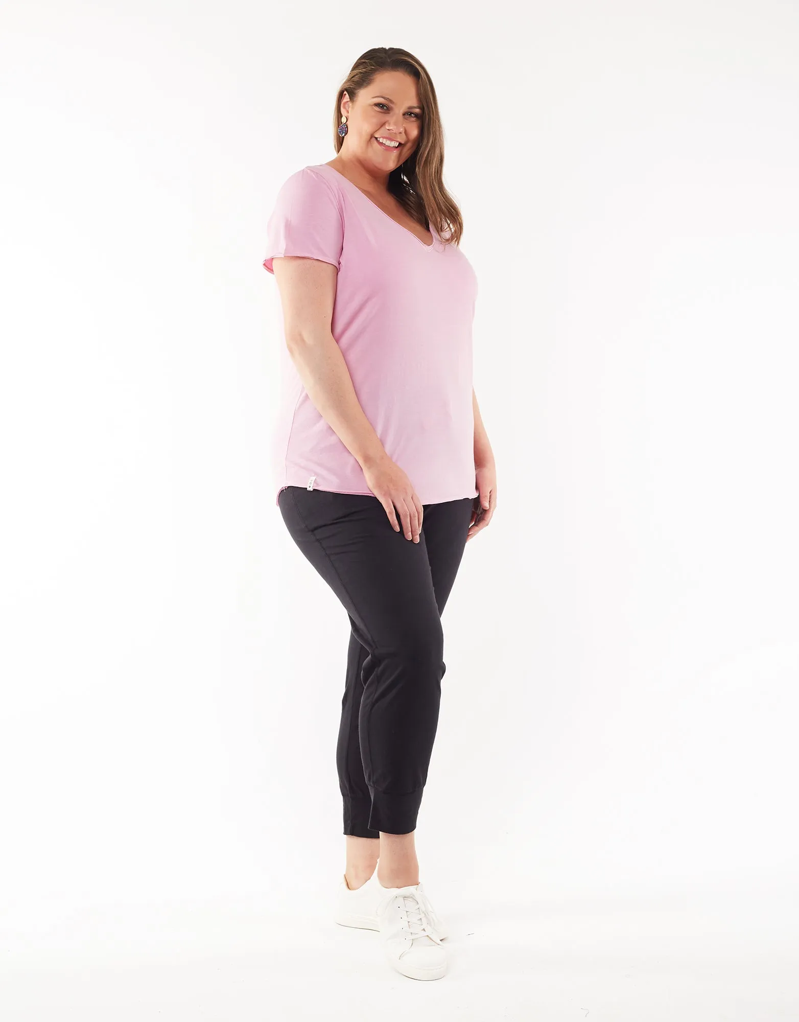 Plus Size V Neck Tee - Pink Lavender