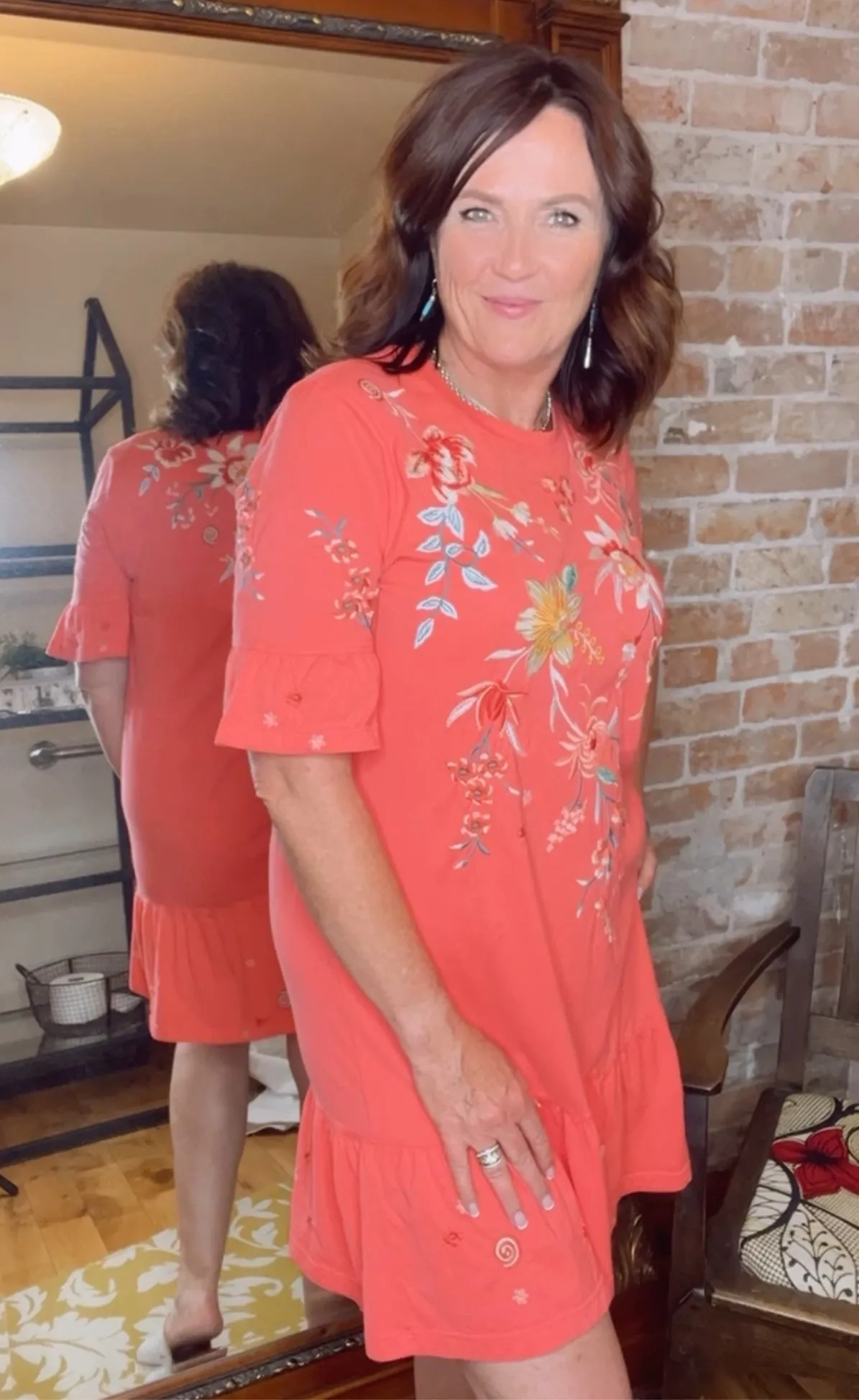 Ruffle Sleeve Knit Dress-Andrean