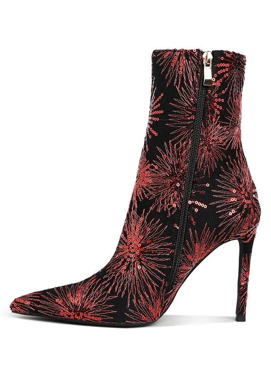 Sequin Embellished Stiletto Boots
