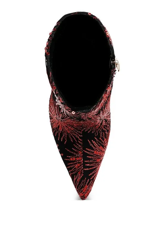 Sequin Embellished Stiletto Boots