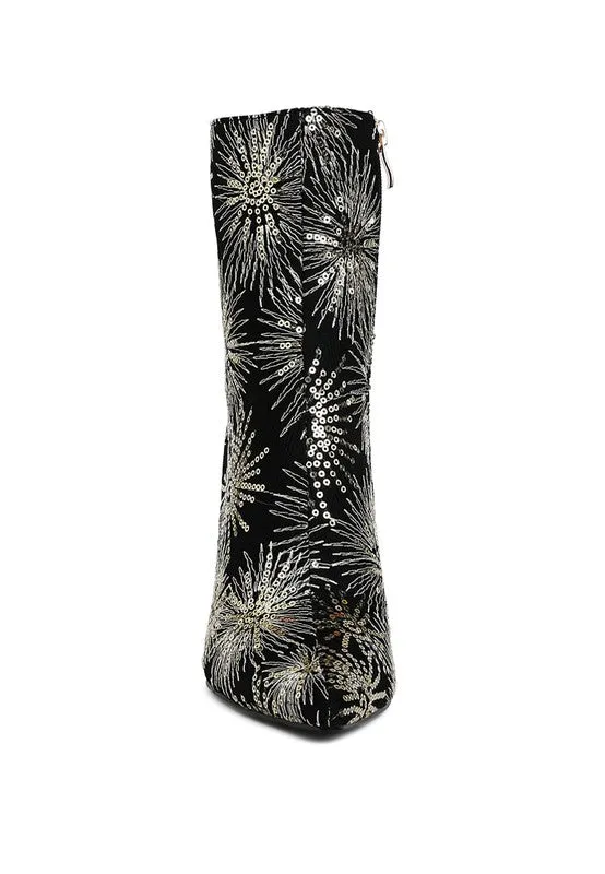 Sequin Embellished Stiletto Boots