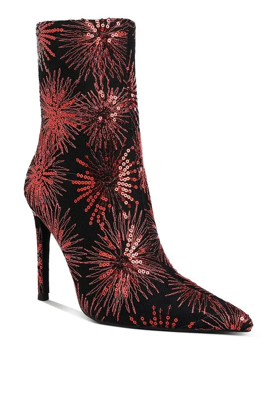 Sequin Embellished Stiletto Boots