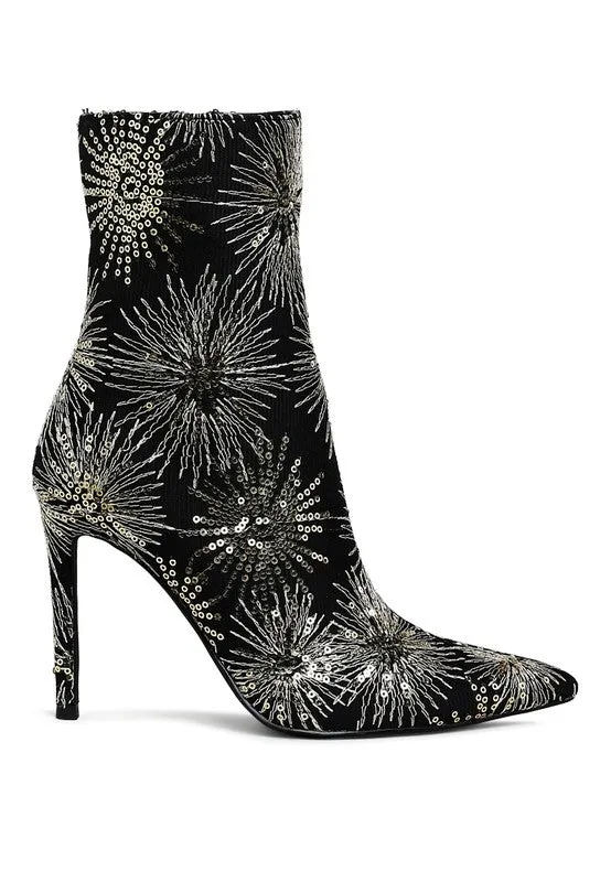 Sequin Embellished Stiletto Boots