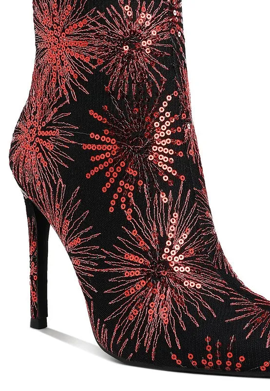 Sequin Embellished Stiletto Boots