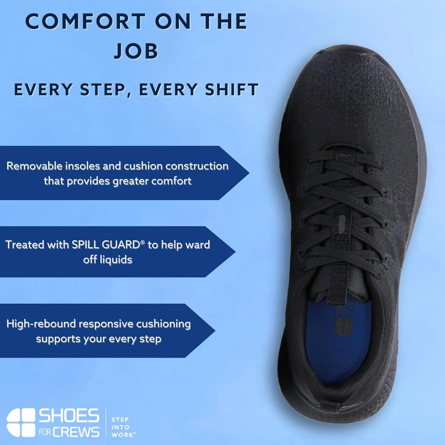 Shoes for Crews Heather II, Women's Soft Toe (ST) Work Shoes, Slip Resistant, Water Resistant, Black