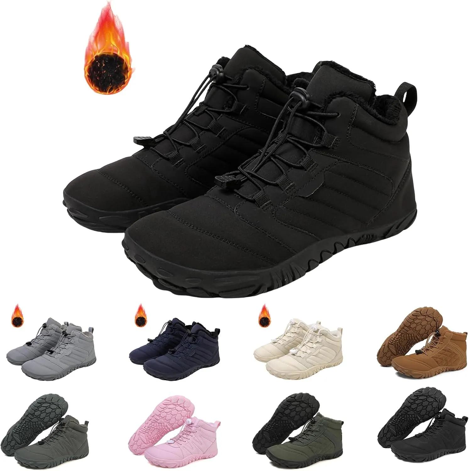 Snow Boots for Mens Womens Winter Barefoot Shoes Non-Slip Waterproof Outdoor Hiking Sneakers Walking Shoes