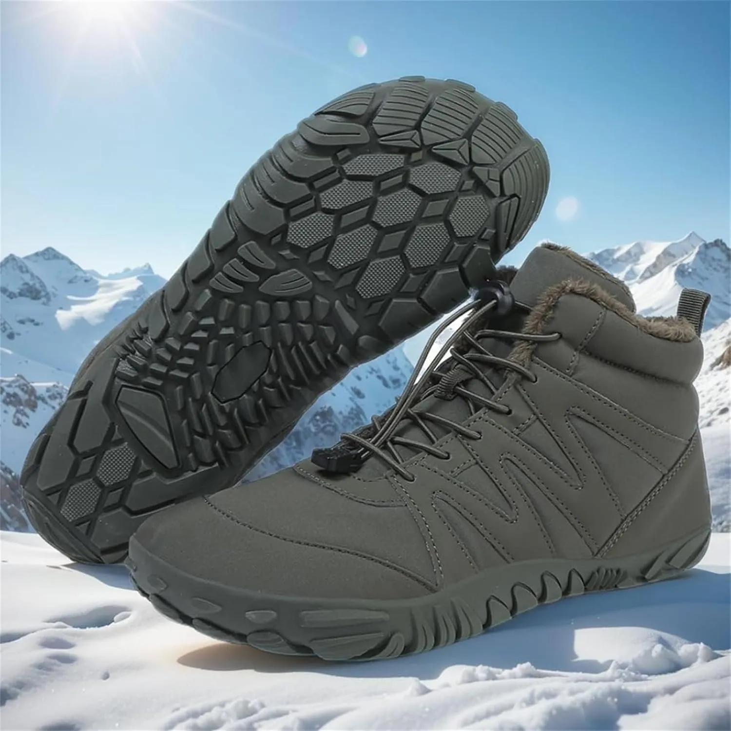 Snow Boots for Mens Womens Winter Barefoot Shoes Non-Slip Waterproof Outdoor Hiking Sneakers Walking Shoes