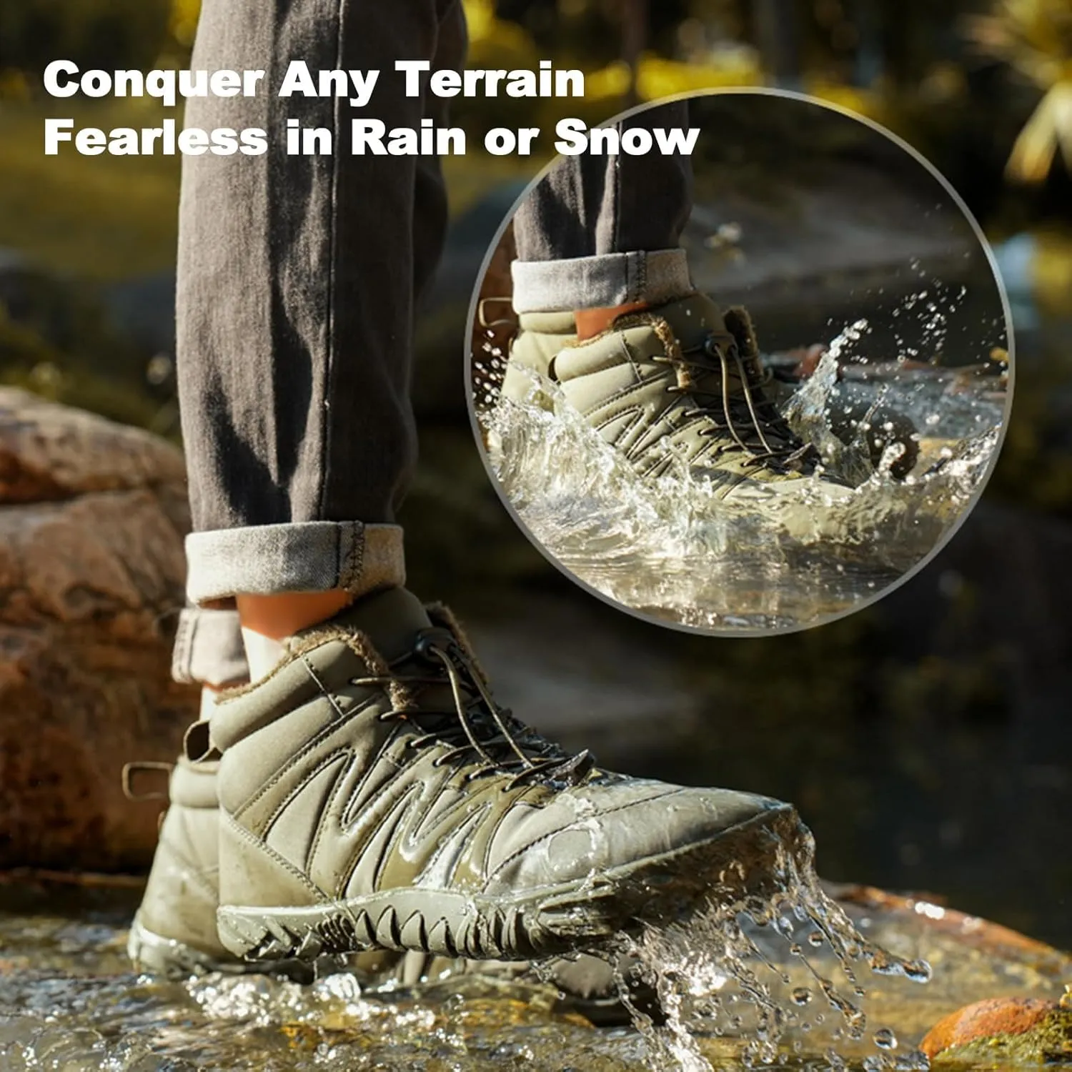 Snow Boots for Mens Womens Winter Barefoot Shoes Non-Slip Waterproof Outdoor Hiking Sneakers Walking Shoes