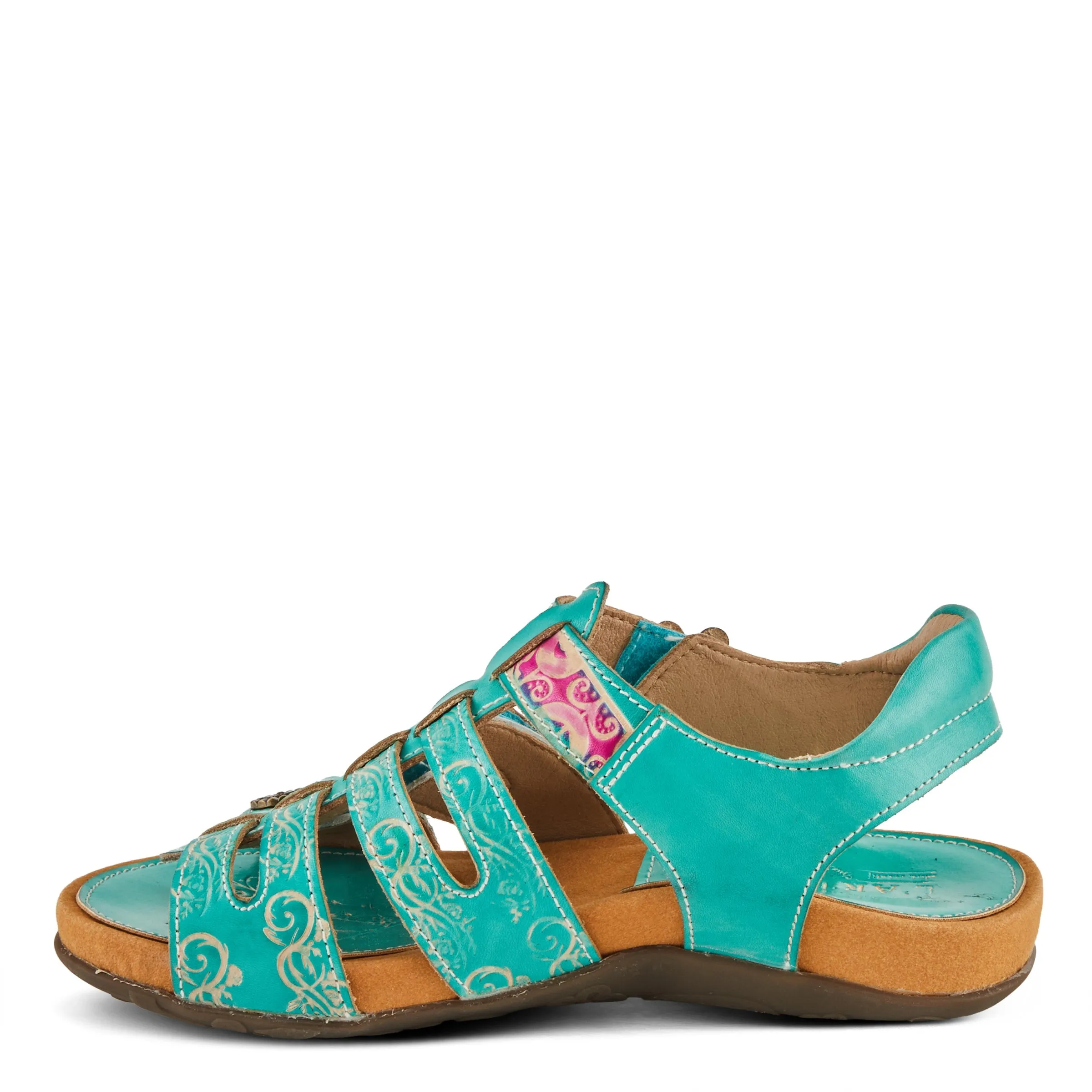 Spring Step Shoes  L'Artiste Actionetta Women's Leather Sandals With Floral Details