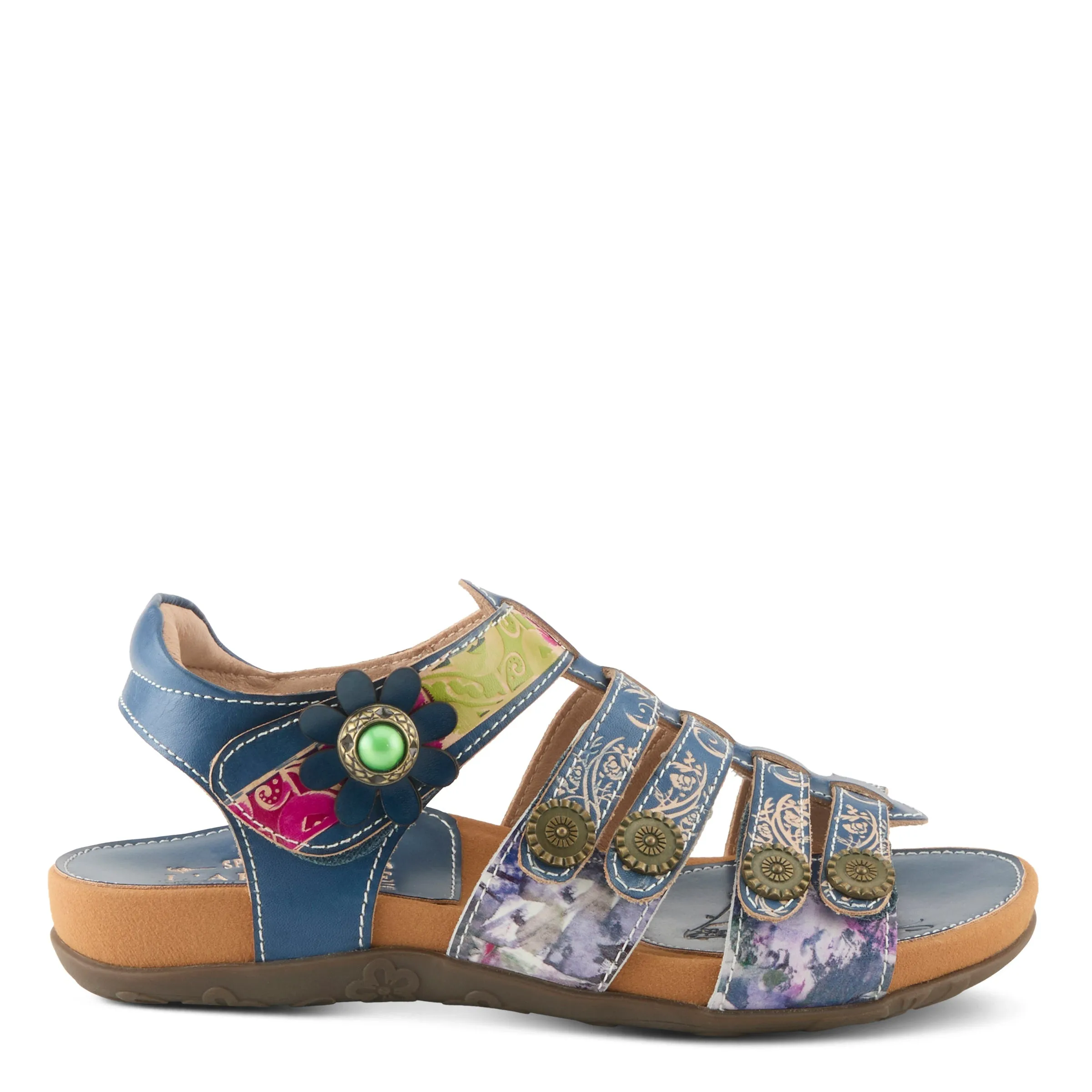 Spring Step Shoes  L'Artiste Actionetta Women's Leather Sandals With Floral Details