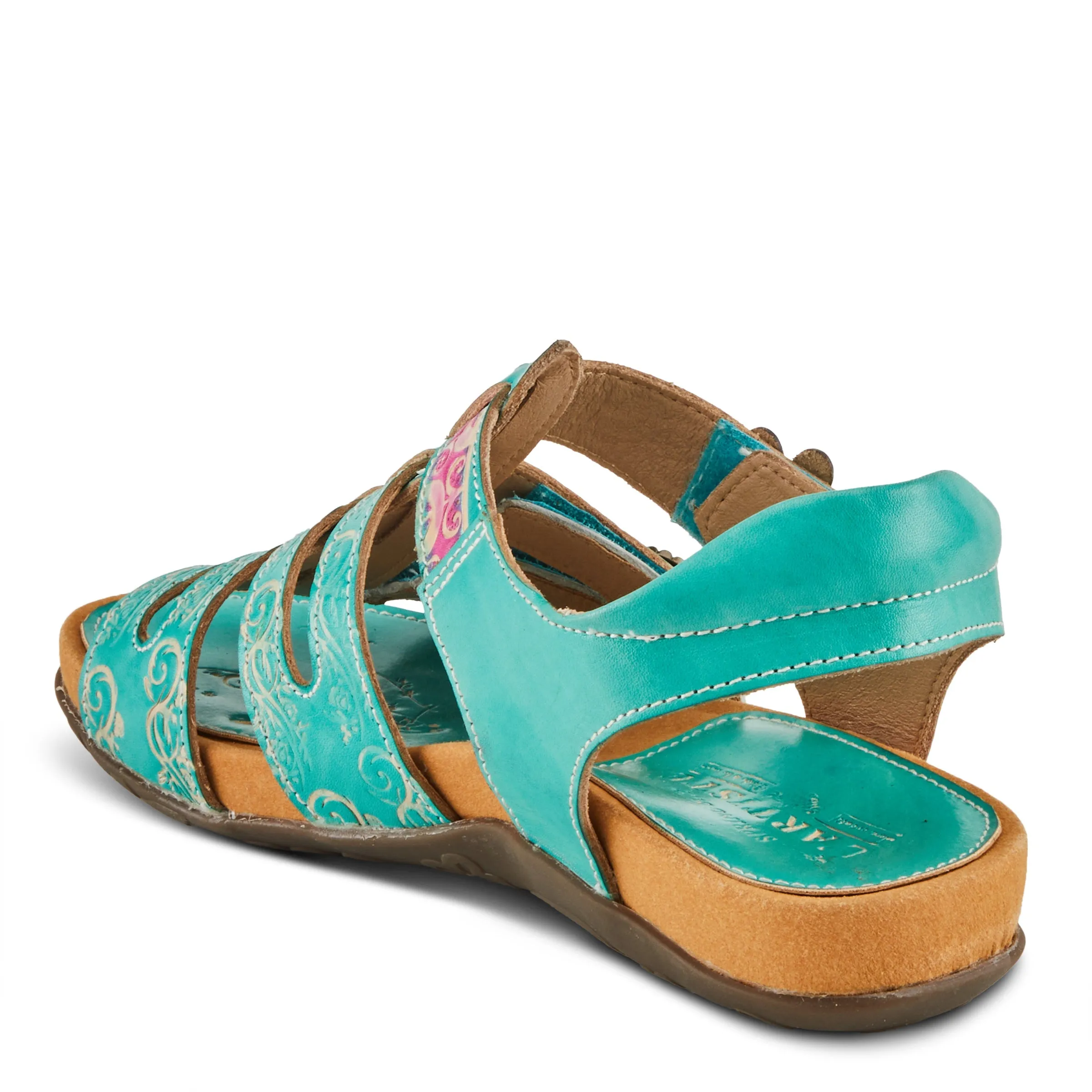 Spring Step Shoes  L'Artiste Actionetta Women's Leather Sandals With Floral Details