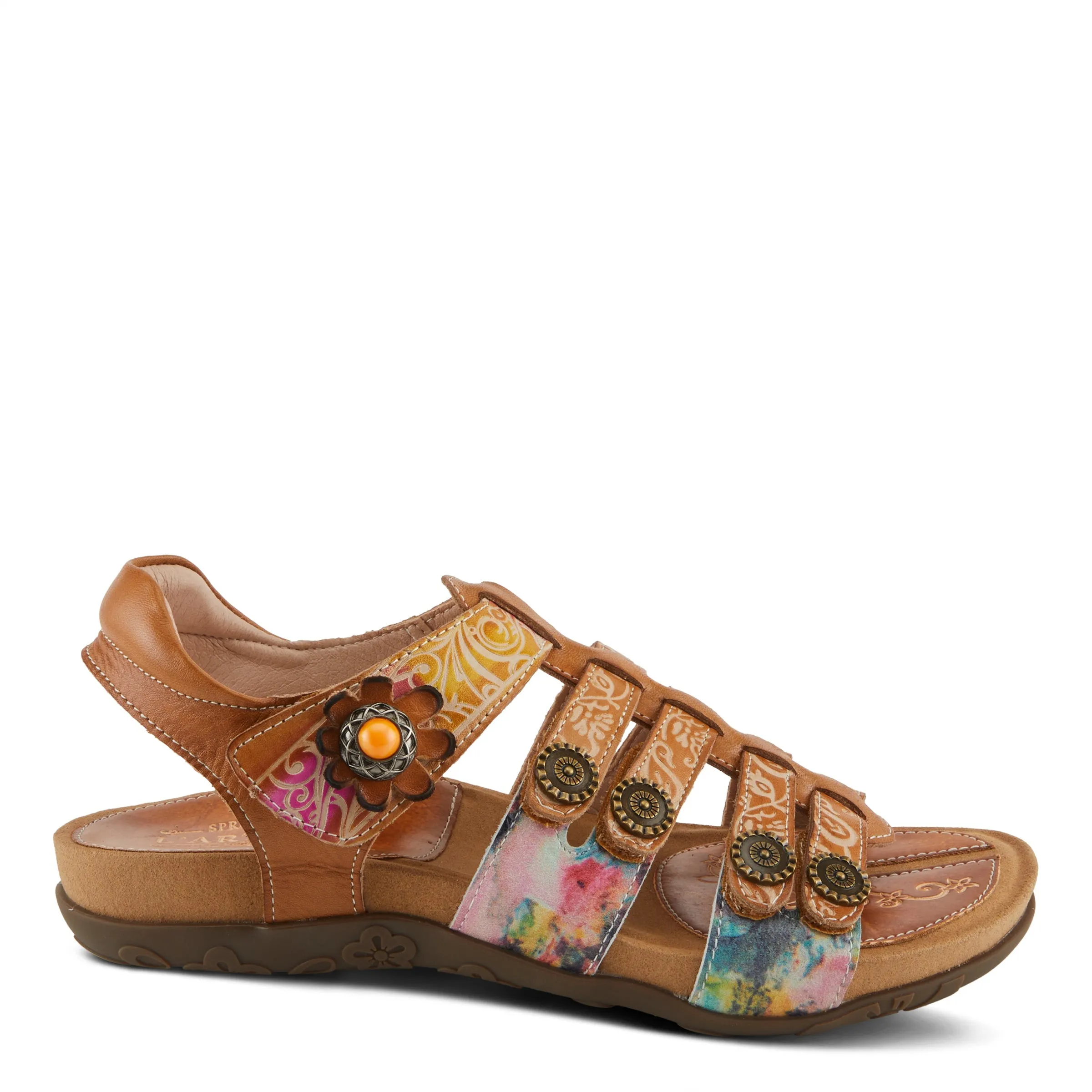 Spring Step Shoes  L'Artiste Actionetta Women's Leather Sandals With Floral Details