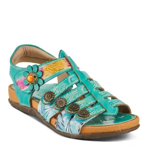 Spring Step Shoes  L'Artiste Actionetta Women's Leather Sandals With Floral Details