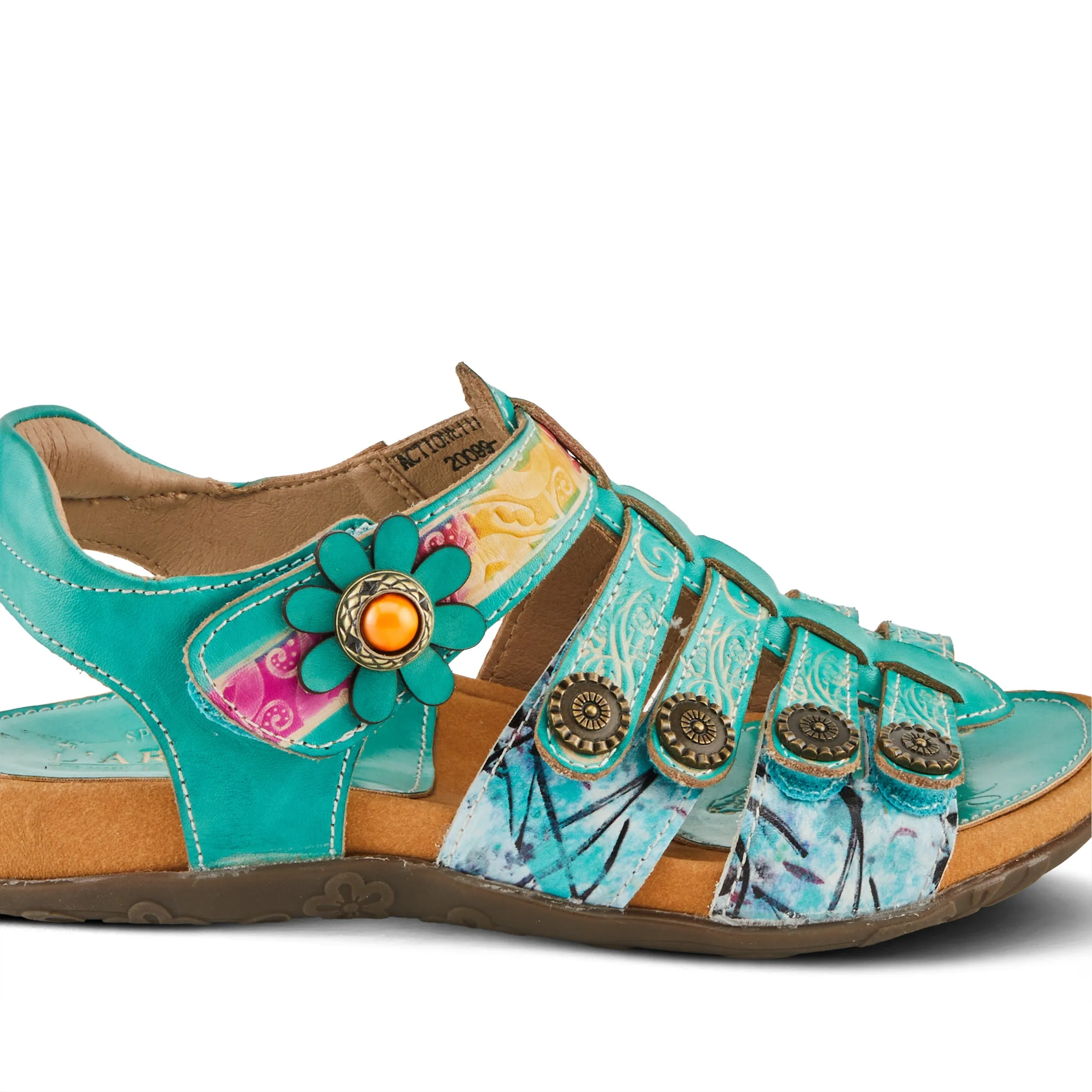 Spring Step Shoes  L'Artiste Actionetta Women's Leather Sandals With Floral Details