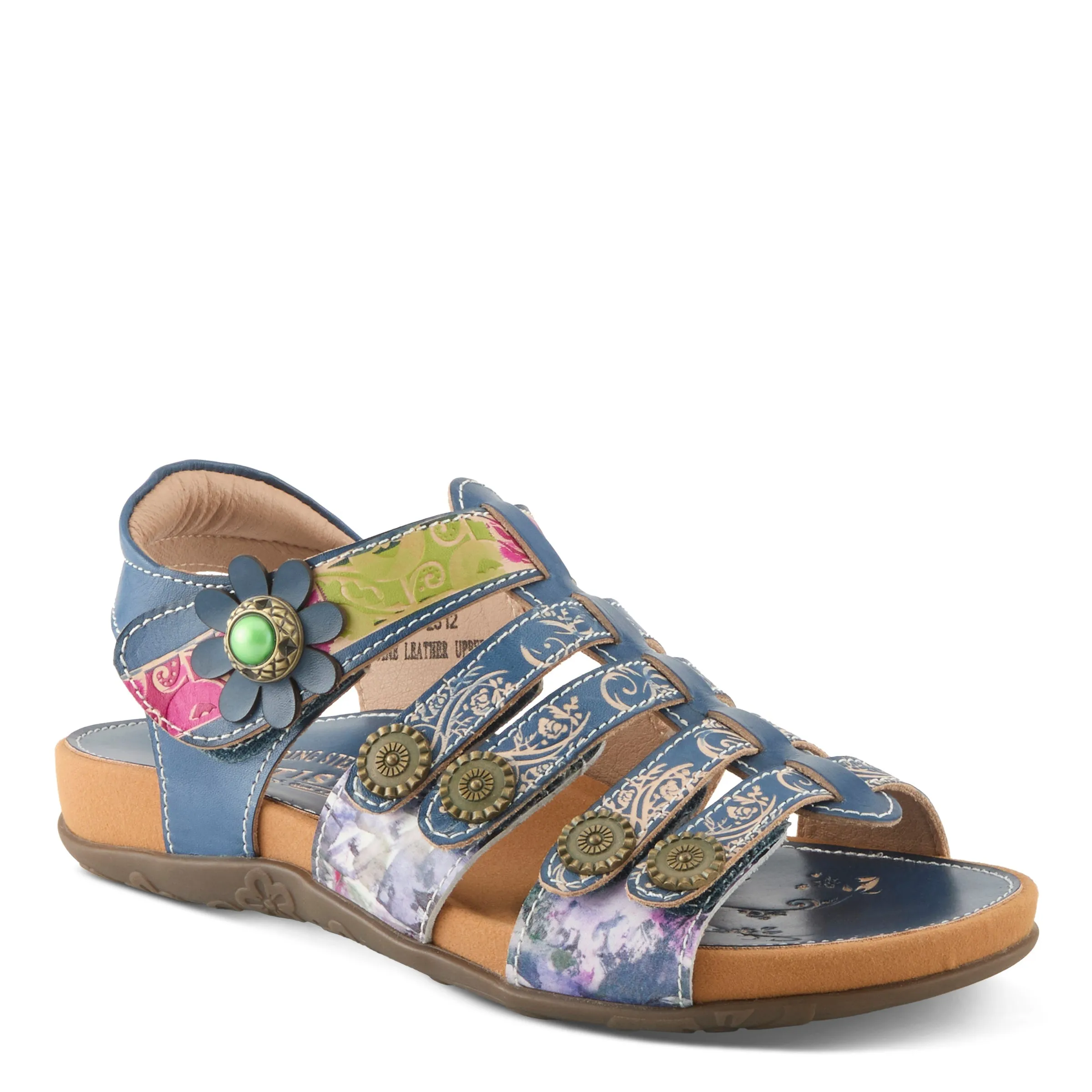 Spring Step Shoes  L'Artiste Actionetta Women's Leather Sandals With Floral Details